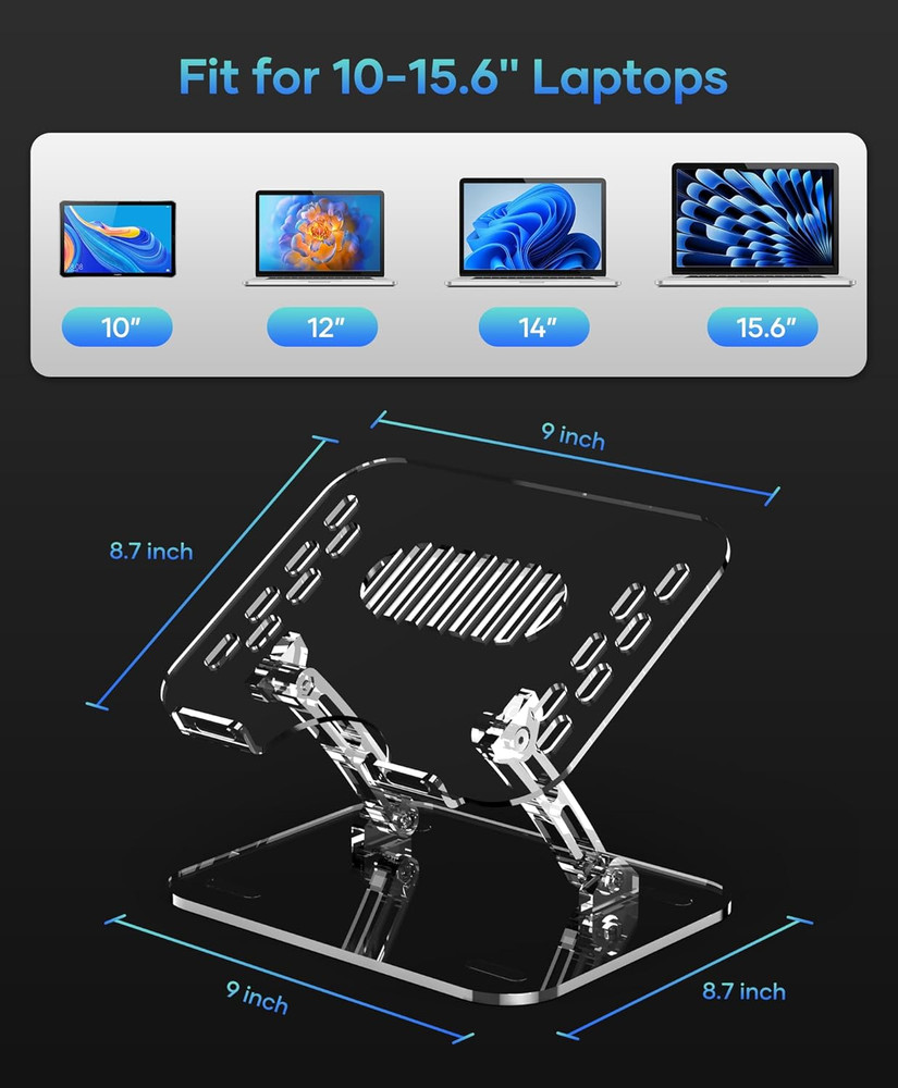 2 Pack Adjustable Portable Laptop Stand - Ergonomic & Foldable Riser for 10-15.6