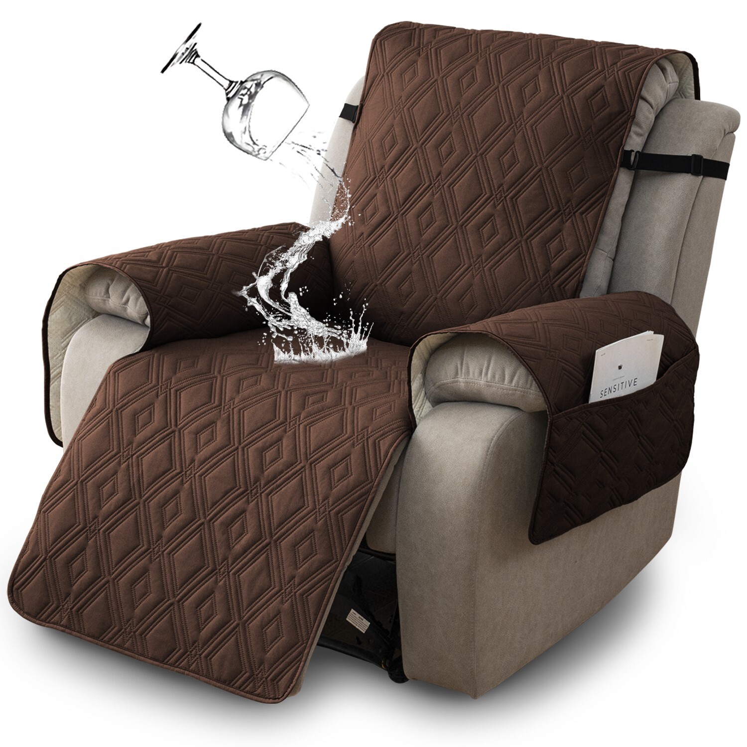 100% waterproof and non-slip diamond plaid recliner cushion, home decor
