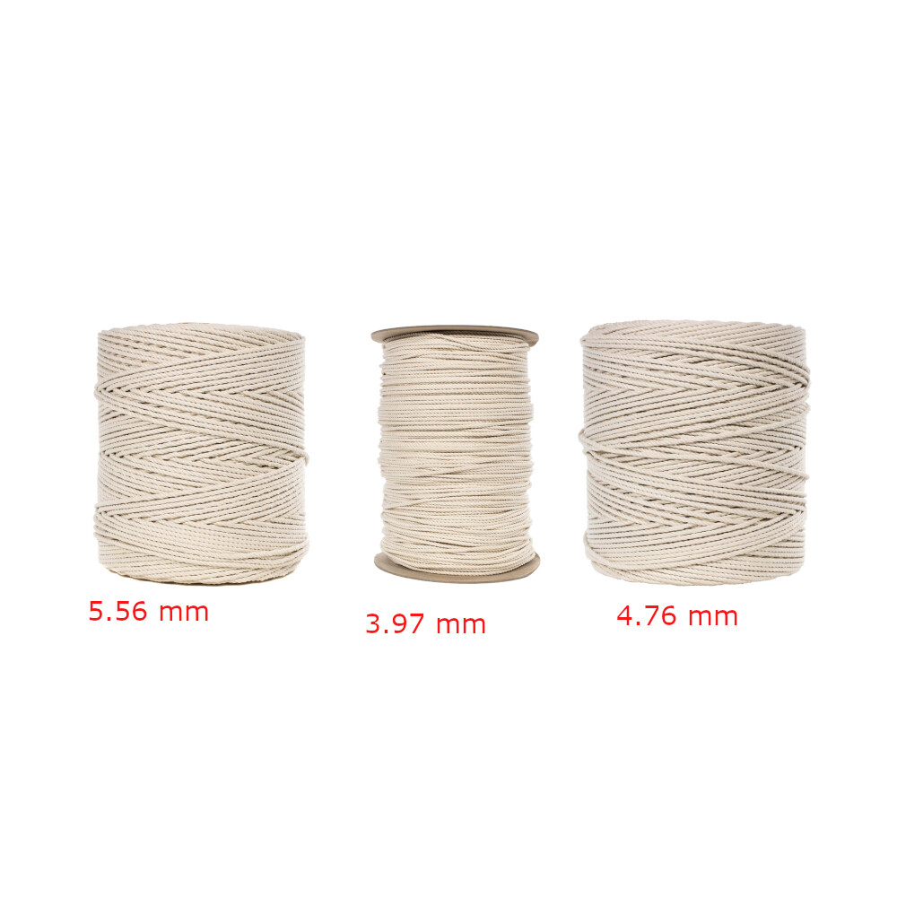 3.97 mm - 5.56 mm 100% Twisted Natural Cotton Rope White Cord - Craft Macrame