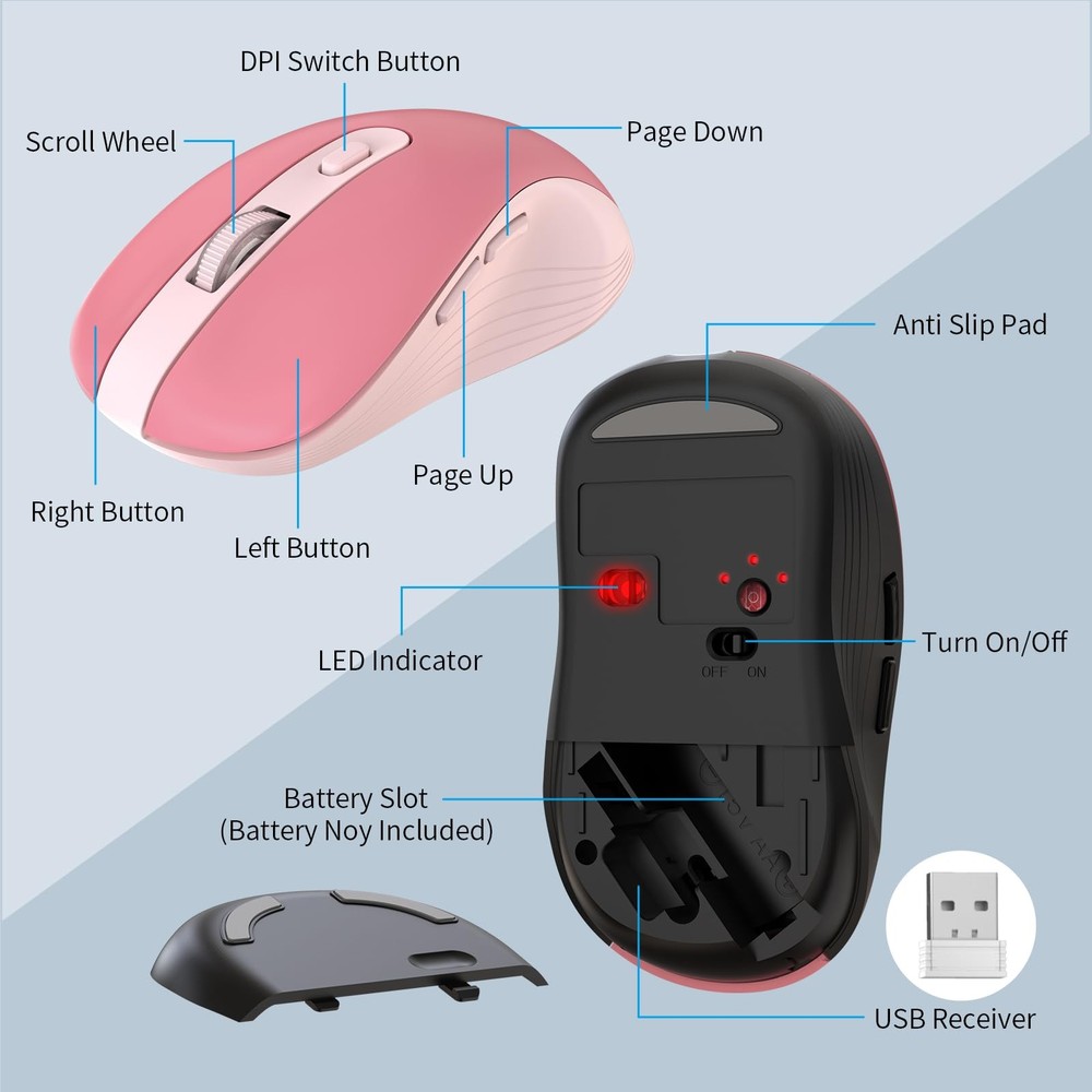 Wireless Keyboard and Mouse Combo, 2.4G Ergonomic Wireless Computer Keyboard ...