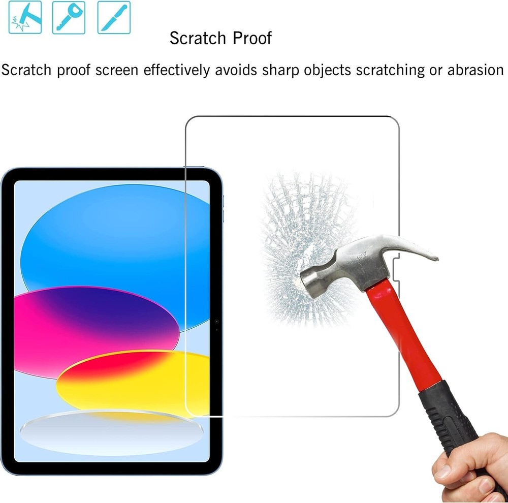 2-Pack Display Tempered Glass Screen Protector For iPad 10th Generation Face-ID