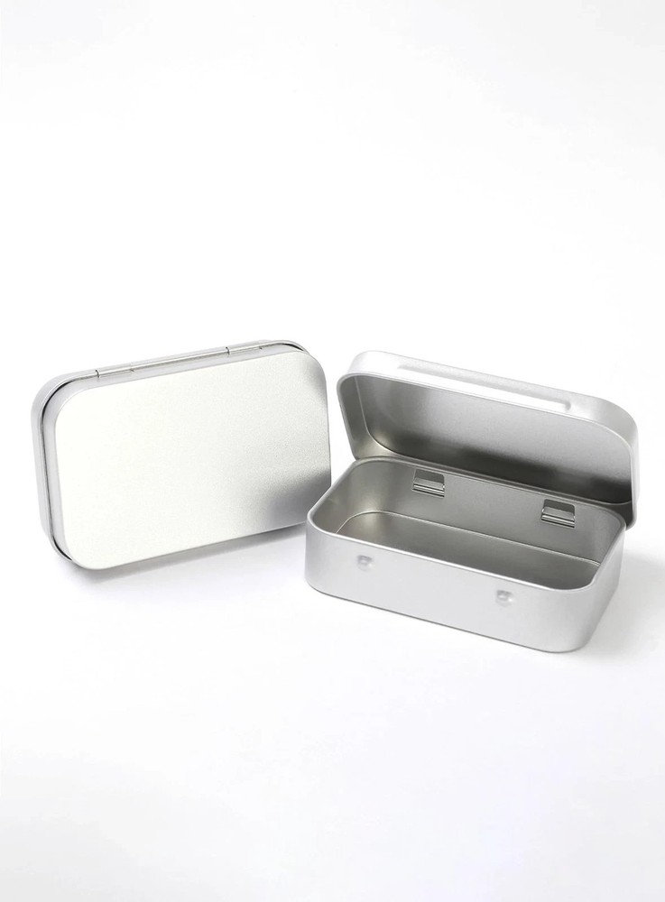 Rectangular Metal Tin Box Set, 22 Pack Silver Small Hinged Lid Tins for DIY C...