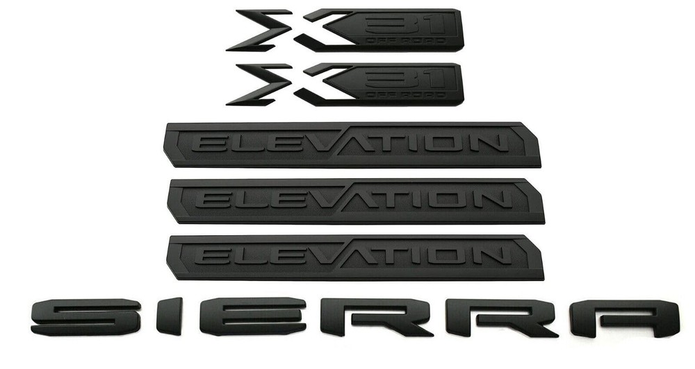 Set Elevation Sierra Bed X31 Emblem Door Tailgate Badge Nameplate Replacement...