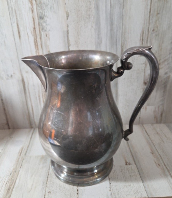 Vintage Crescent Silver Plated Pitcher Natural Tarnished