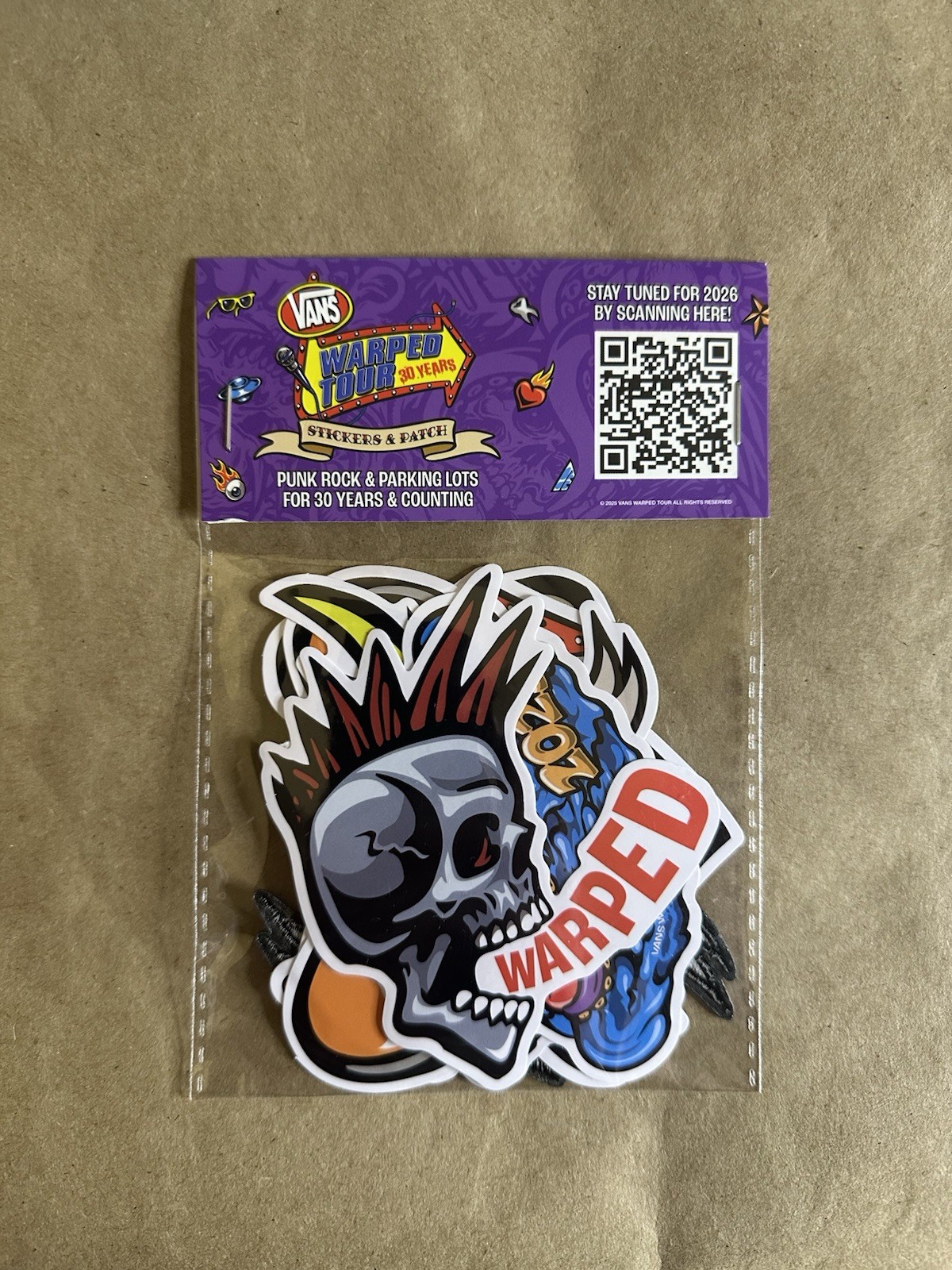 VANS Warped Tour 30th Anniversary Stickers and Patch
