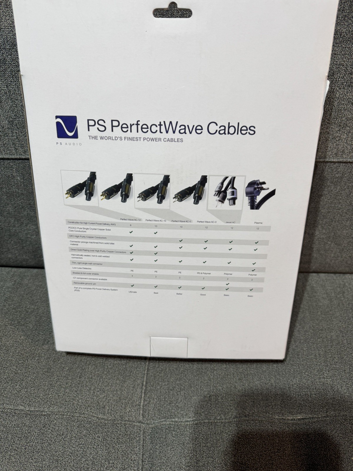 PS Audio PerfectWave AC-3 Power Cable; 2m AC Cord Excellent Condition!!