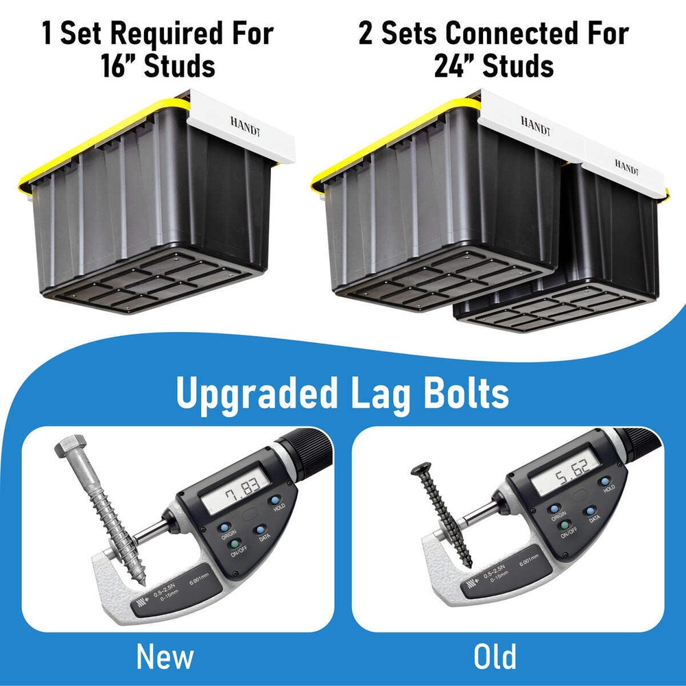 Garage Ceiling Storage Rack, 4 Sets White