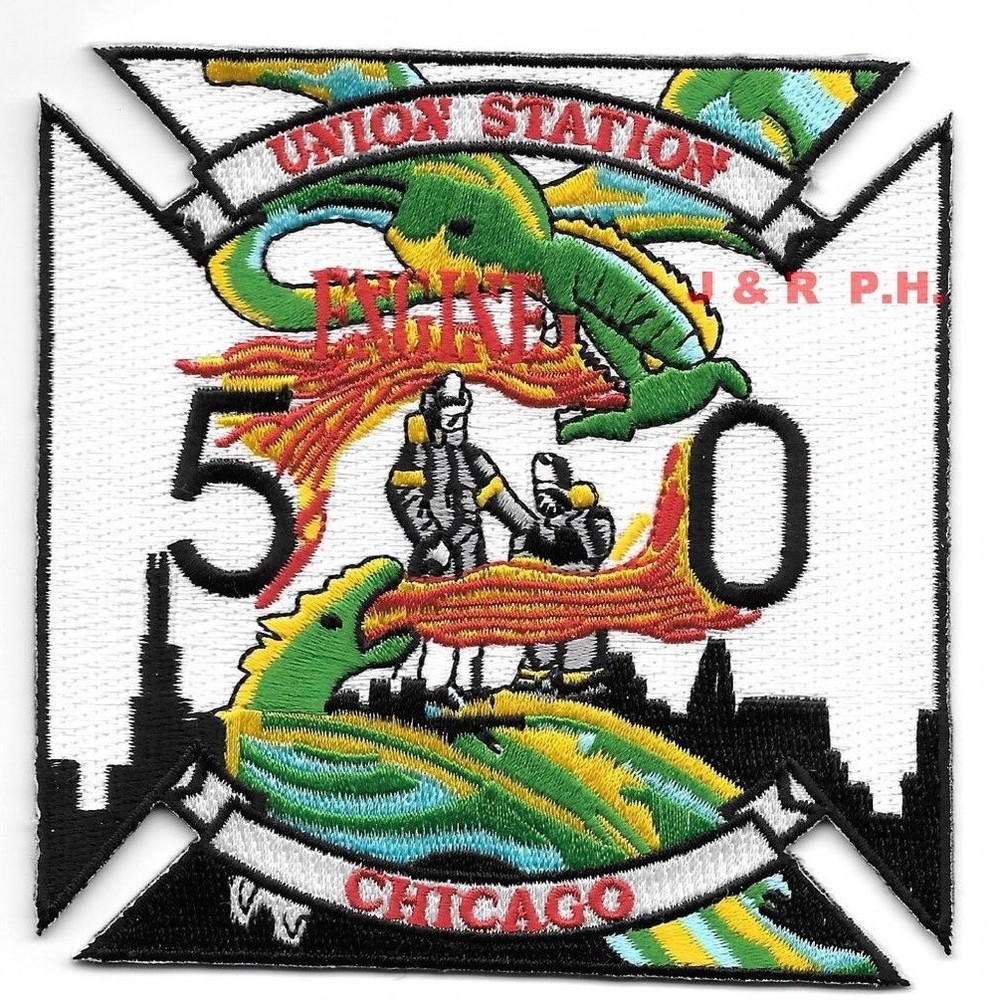Chicago Engine - 50  "Union Station", Illinois (4" x 4" size) fire patch