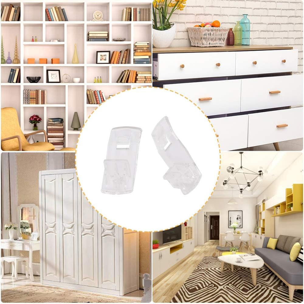 30 Pack Shelf Support Peg, Clear Plastic Locking Shelf Support Pin Clips, Cabine