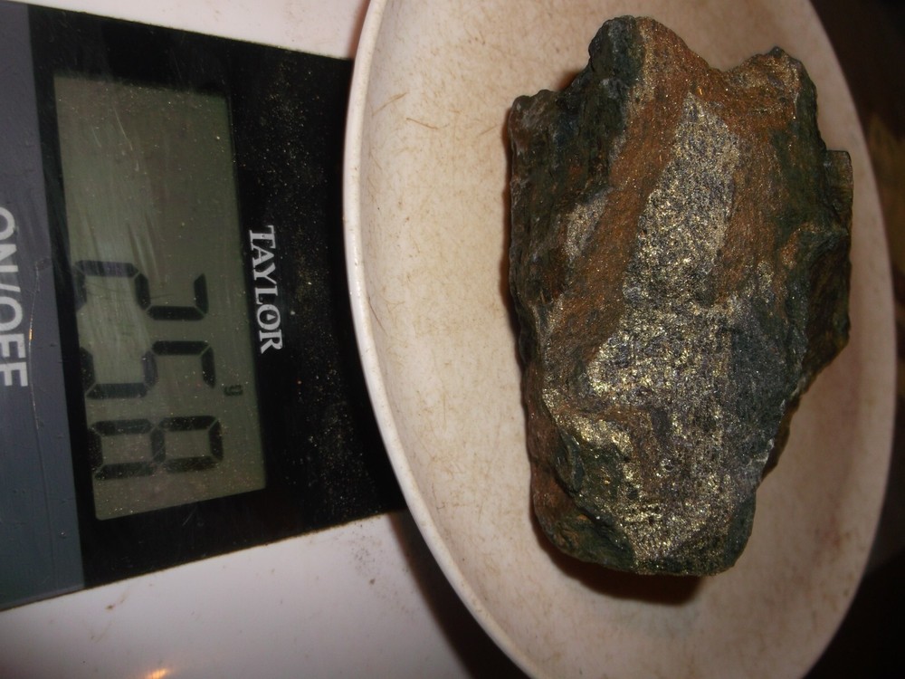 Gold, silver, copper, 258 grams samples ,ore high grade .