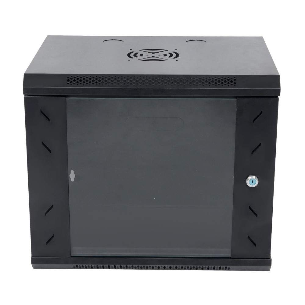 9U Wall Mount Server Rack 15.5" Deep Locking Glass Door & Side Panels