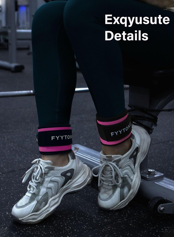 Ankle Strap for Cable Machine, Ankle Cuff for Kickbacks, Leg Pink Pair