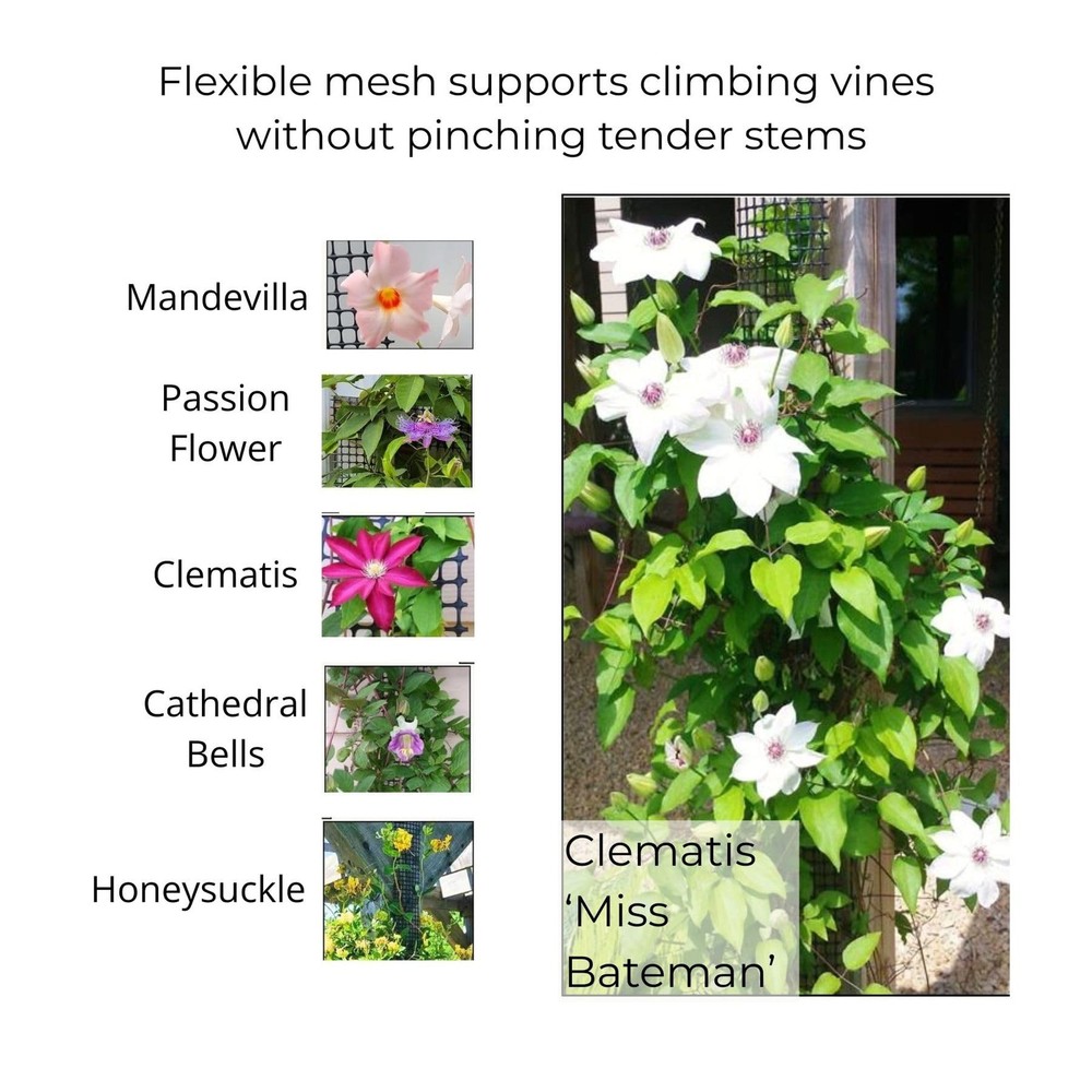 Narrow Trellis for Deck Posts and Flat Sided Mailbox Posts, HDPE Mesh for Cle...