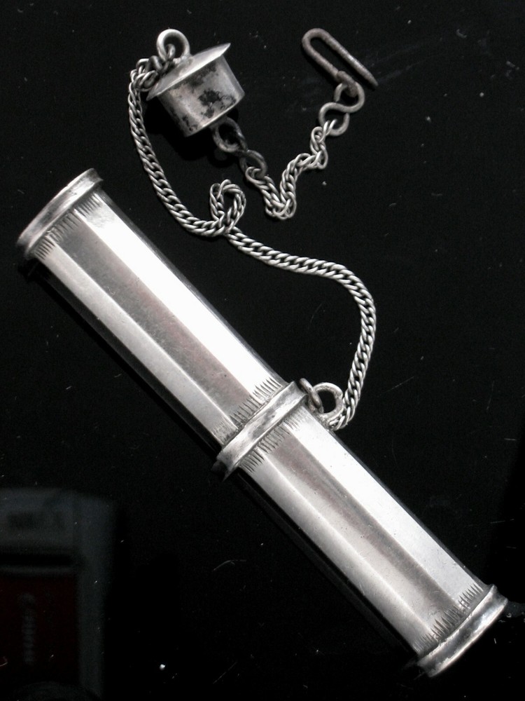 Antique Silver Tinder Lighter Tube Box 19thC