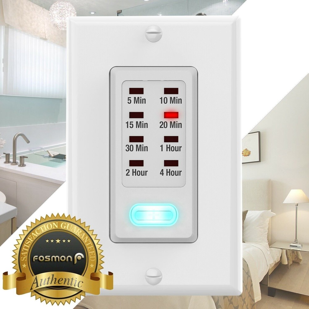 Fosmon In Wall Switch Gang Countdown Programmable Timer Auto Bathroom Fan Light