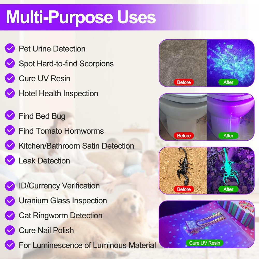 Black Light UV Flashlight,Vansky Blacklight 12 LED Urine 1 Pack,
