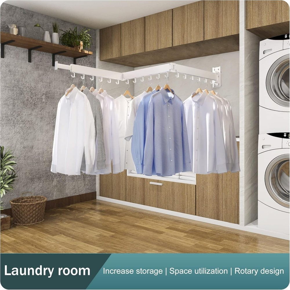 Durable Wall Mount Clothes Drying Rack - Foldable, Rust Resistant Design