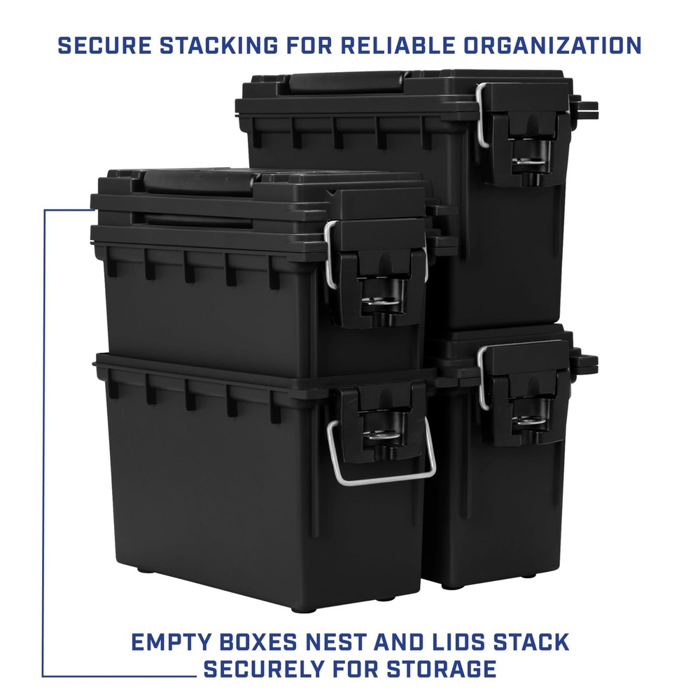 Sheffield 12629 Ammo Storage Box, Stackable .30 Cal Field Boxes, Water and...