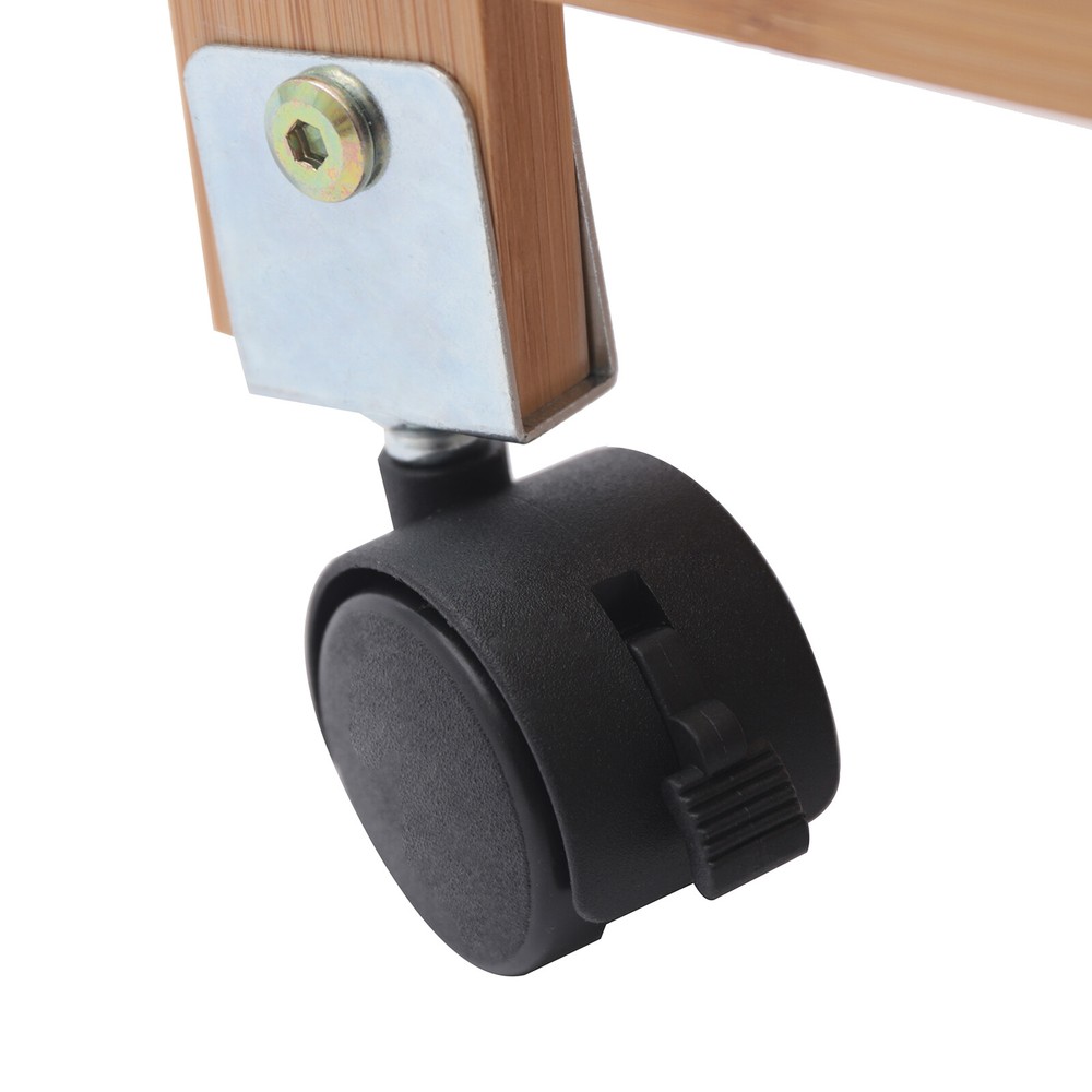 Space-Saving Printer Storage Rack Bamboo Rolling Cart Portable Printer Stand