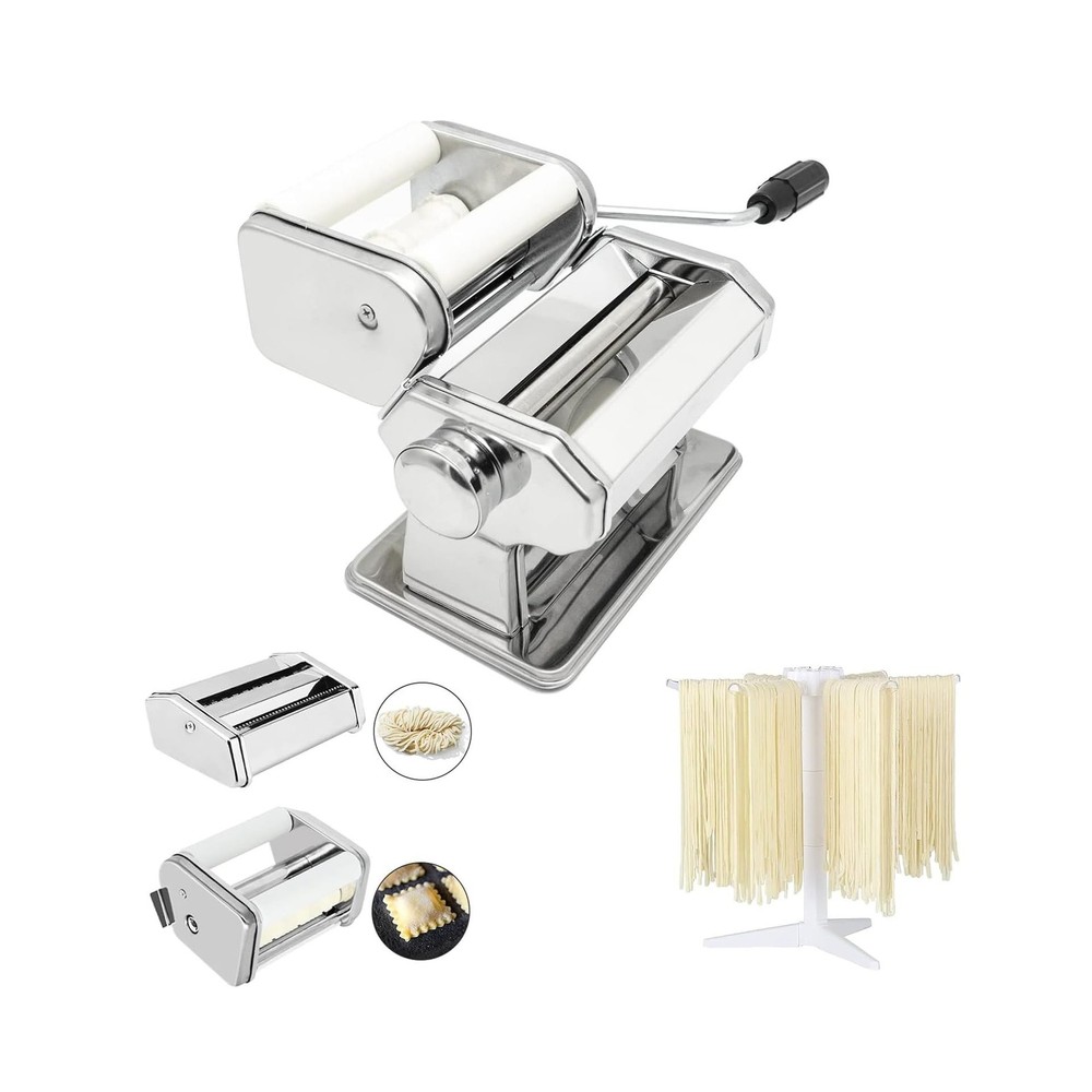 Pasta Maker Machine with 9 Adjustable Thickness Settings, 2 in 1 Noodle Maker...