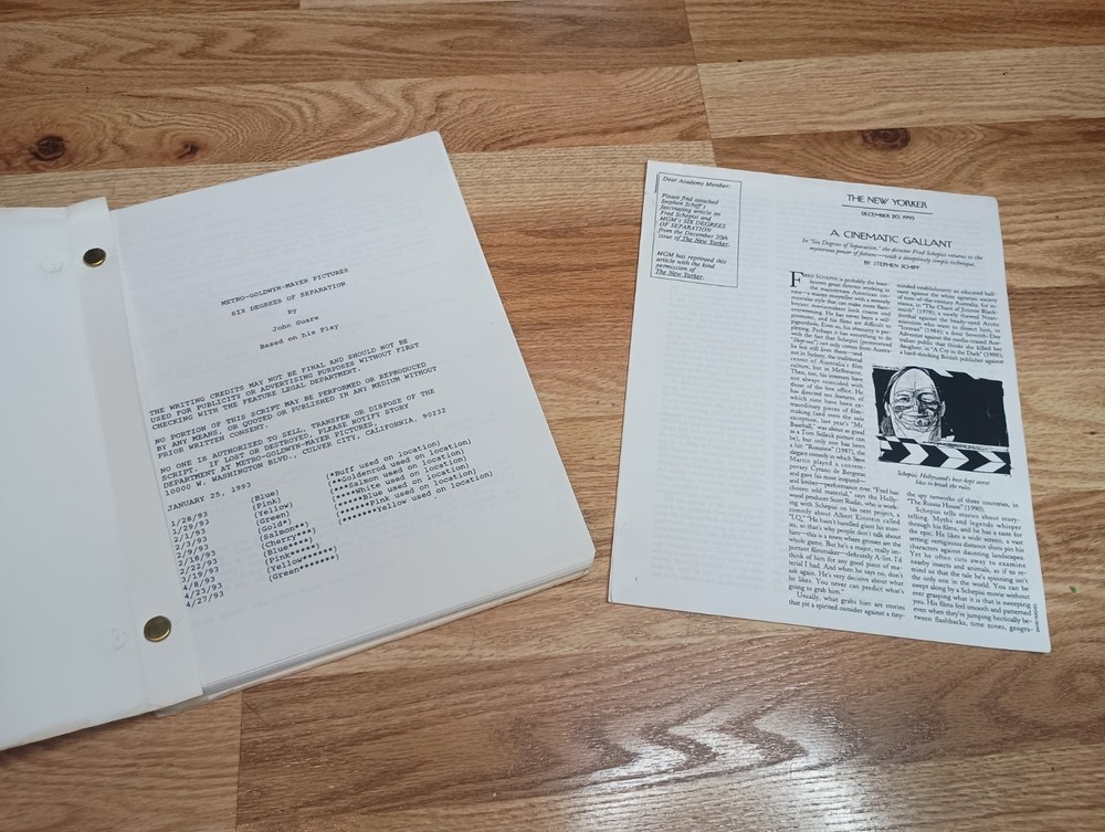 Original SCRIPT SIX DEGREES OF SEPARATION By JOHN GUARE WILL SMITH With Article