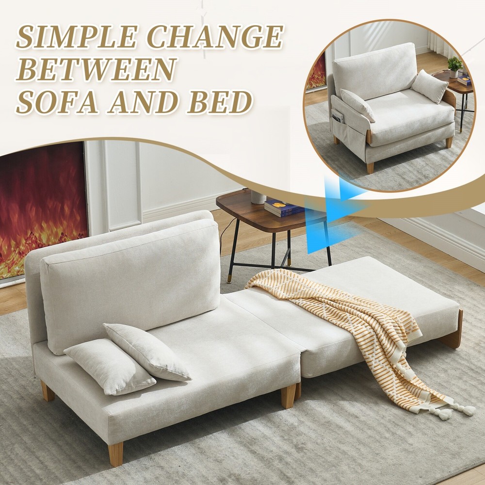 Convertible Sleeper Sofa Bed Multi-Functional Folding Recliner Chairs w/ Pillows