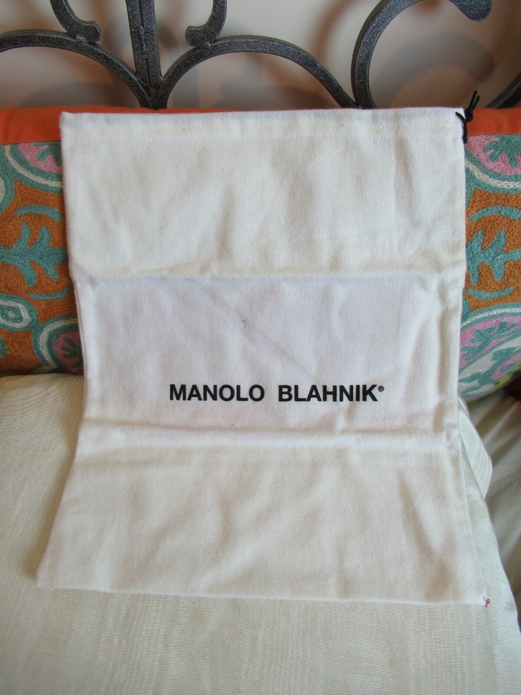 MONOLO BLAHNIK White Dust Bag Cover Drawstring ⚡10.75” x 13.”