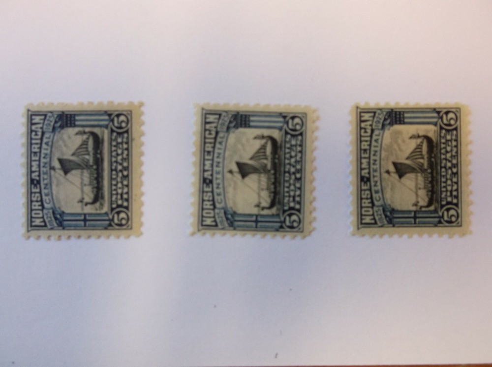 Three US #621 Blue MNH Centennial Five Cent Stamps SCV $57