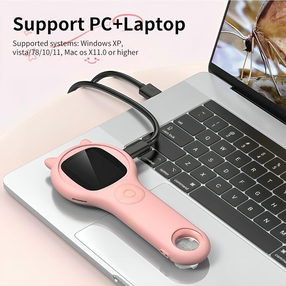 Portable Handheld Mini Digital Microscope for Kids Educational Science Toy Pink