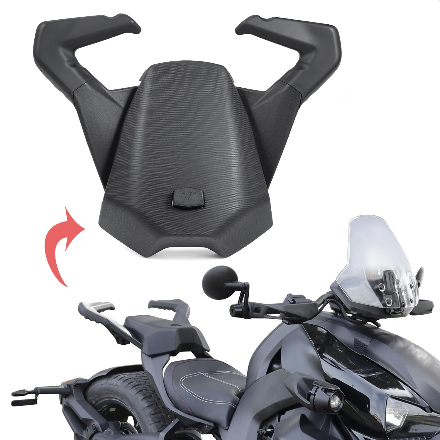 Rear Passenger Seat with Grab Handles For Can Am Ryker 600 900 2019-24 2025 2026