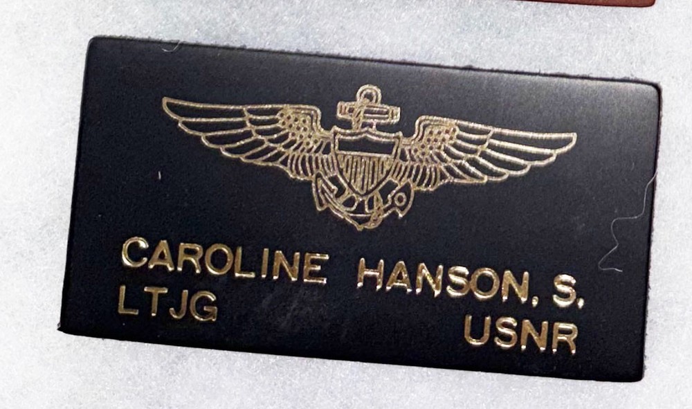 USN  Caroline Hanson S Flight Jacket Name Tag