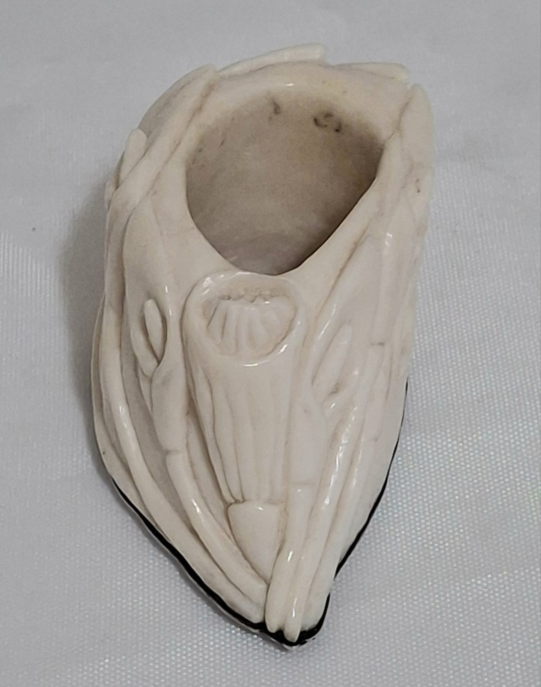 Antique Carved Bone & Solid Silver Base Cala Lilies Toothpick Holder