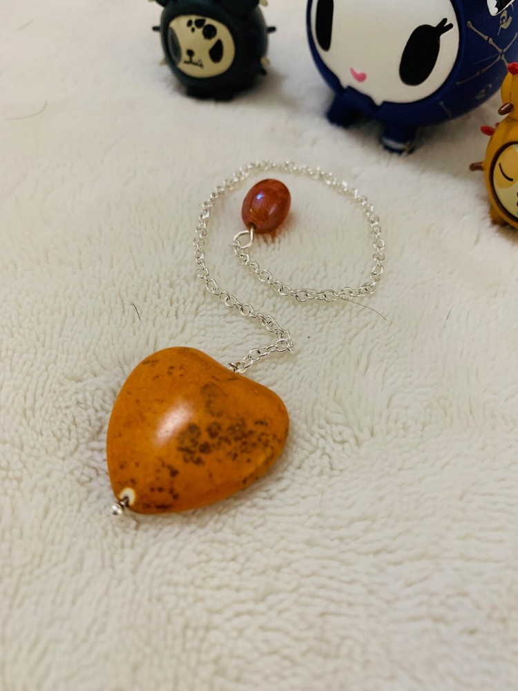 Orange Heart Stone Pendulum Dowsing, amplifying, restore focus & transform
