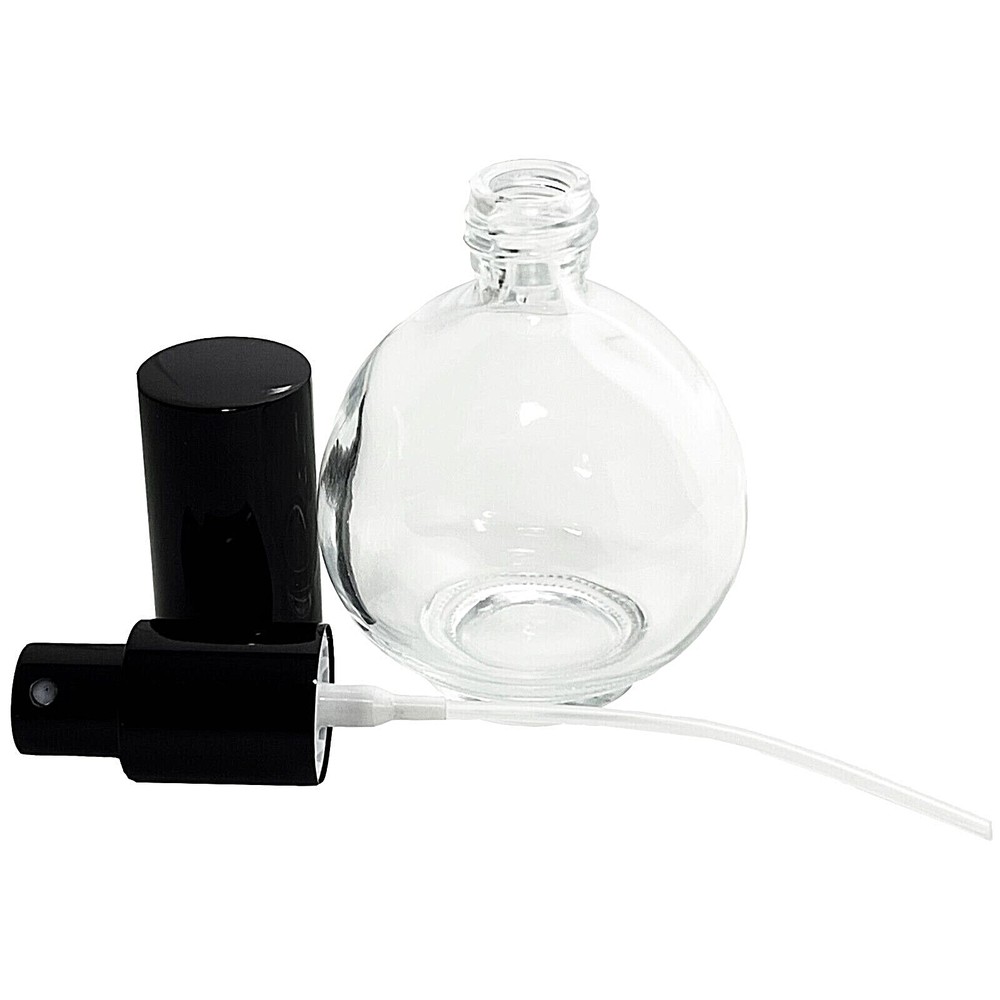 75ml 2.5 oz Empty Sphere Glass Perfume Bottles Black Atomizer Refillable Decant