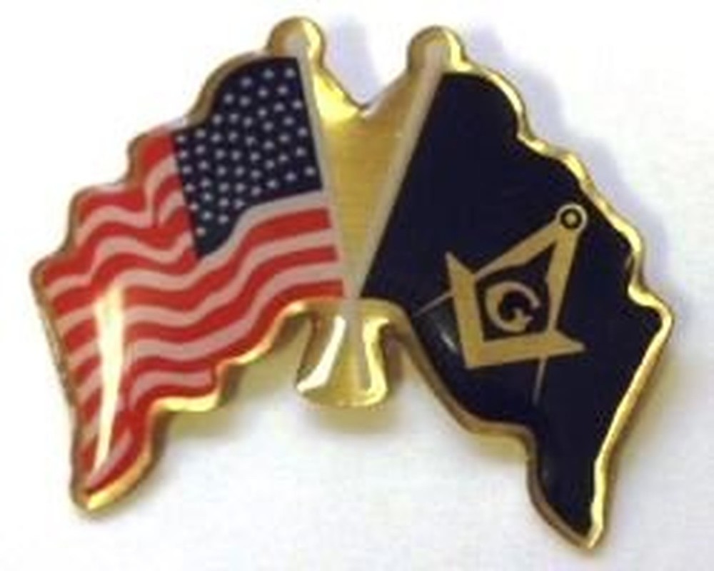 D9791 Masonic Lapel Pin with American Flag and Square & Compass Flag