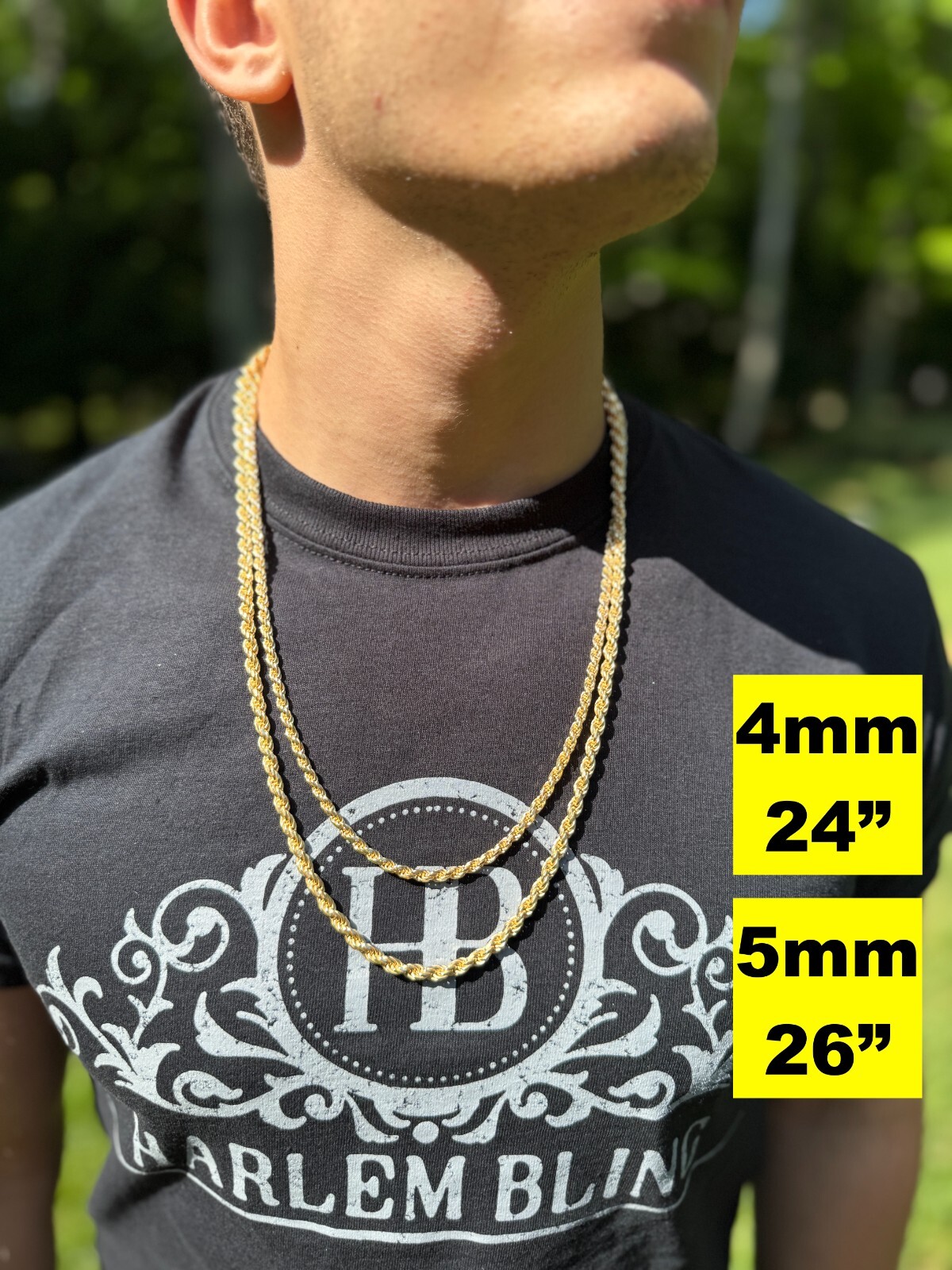 Men's Women's Real 14k Gold Plated Solid 925 Sterling Silver Rope Chain 1.5-5mm