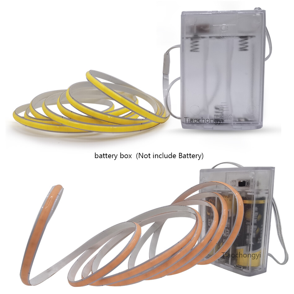5V 5mm width COB LED light strip 320LED/m Battery box Powered Flexible light bar