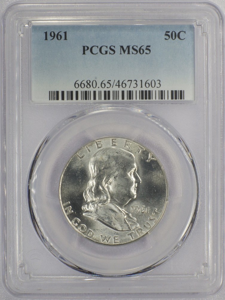 1961 50C Franklin Half Dollar - PCGS MS 65