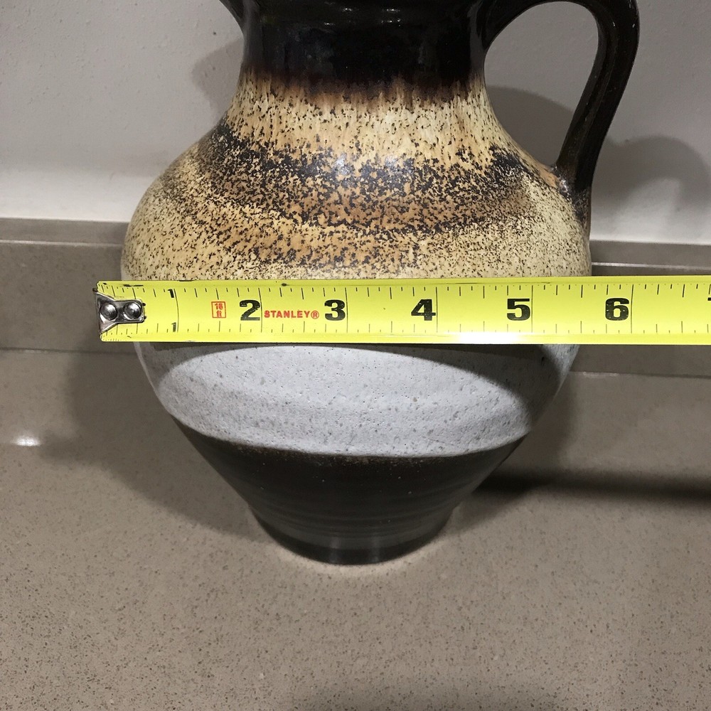 Vintage Two Tone Brown Rustic Ceramic Pitcher Made In Germany