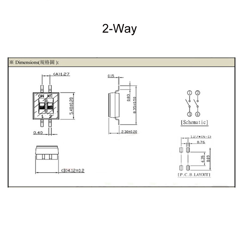 2 Way 4 Way 8 Way SPST SMD DIP DIL Toggle Switch 1.27mm Code Switch 1 TO 50Pcs