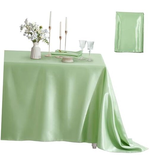 1 Pack Satin Table Cover Rectangle Silkly 84" x 60" (Rectangular) Sage Green