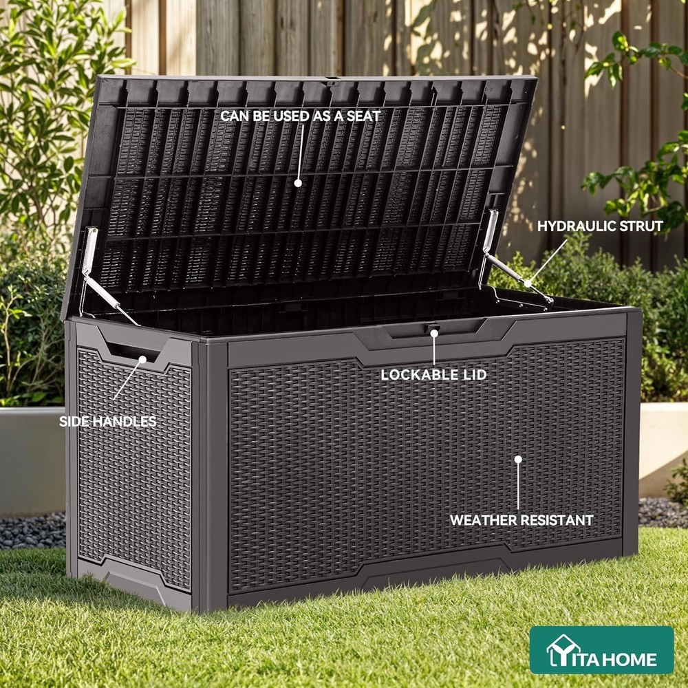 Spacious 100 Gallon Deck Box with Waterproof Design - Extra Seating Included