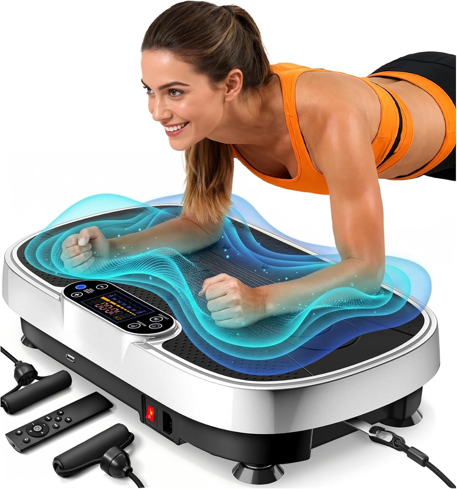 Vibration Plate Exercise Machine - 455 Lbs Full Body Vibrating Platform with Blu