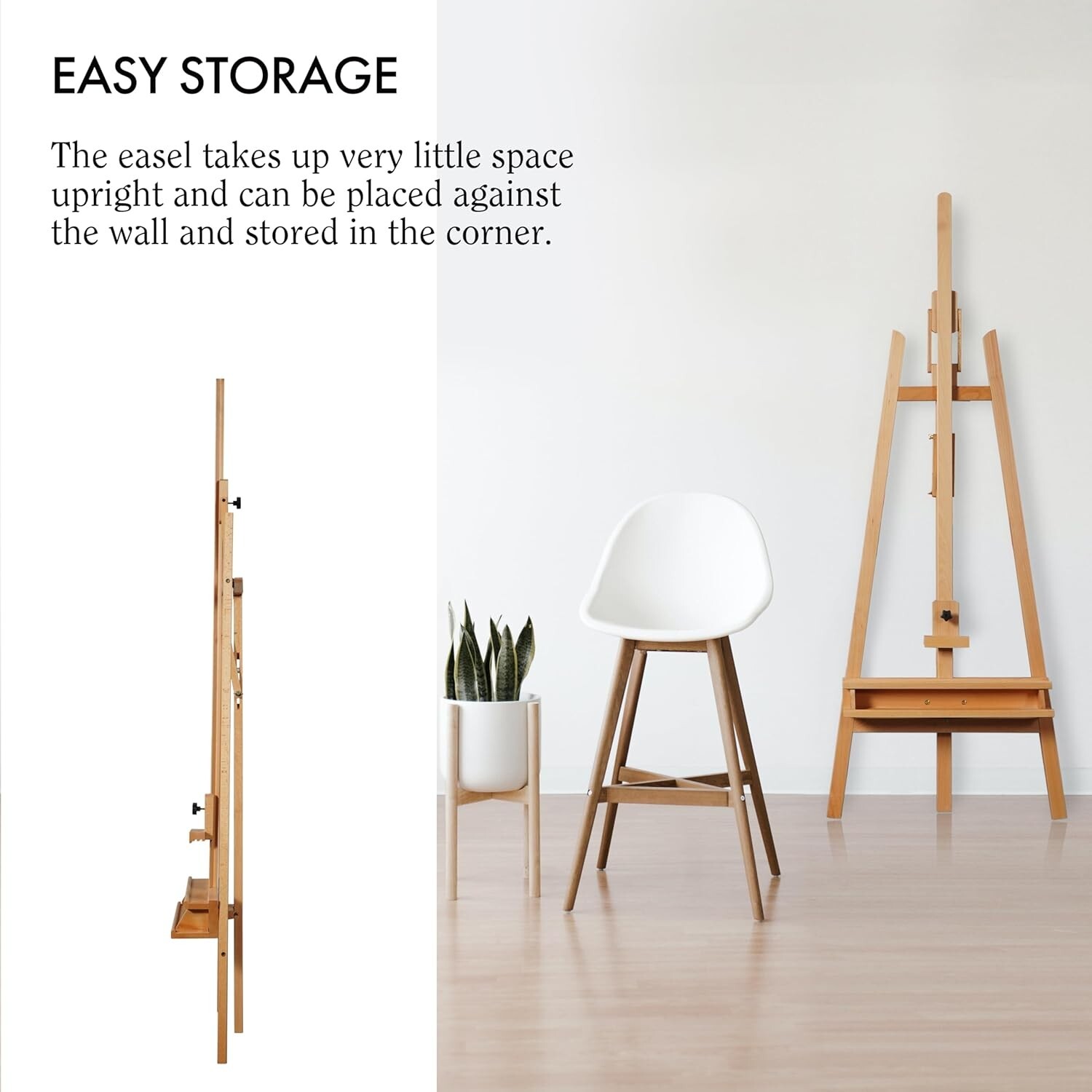 ARTIFY Large Solid Beechwood Painters Easel with Brush Holder for Adults