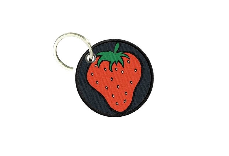 Keychain Round Printed Double-Sided Strawberry