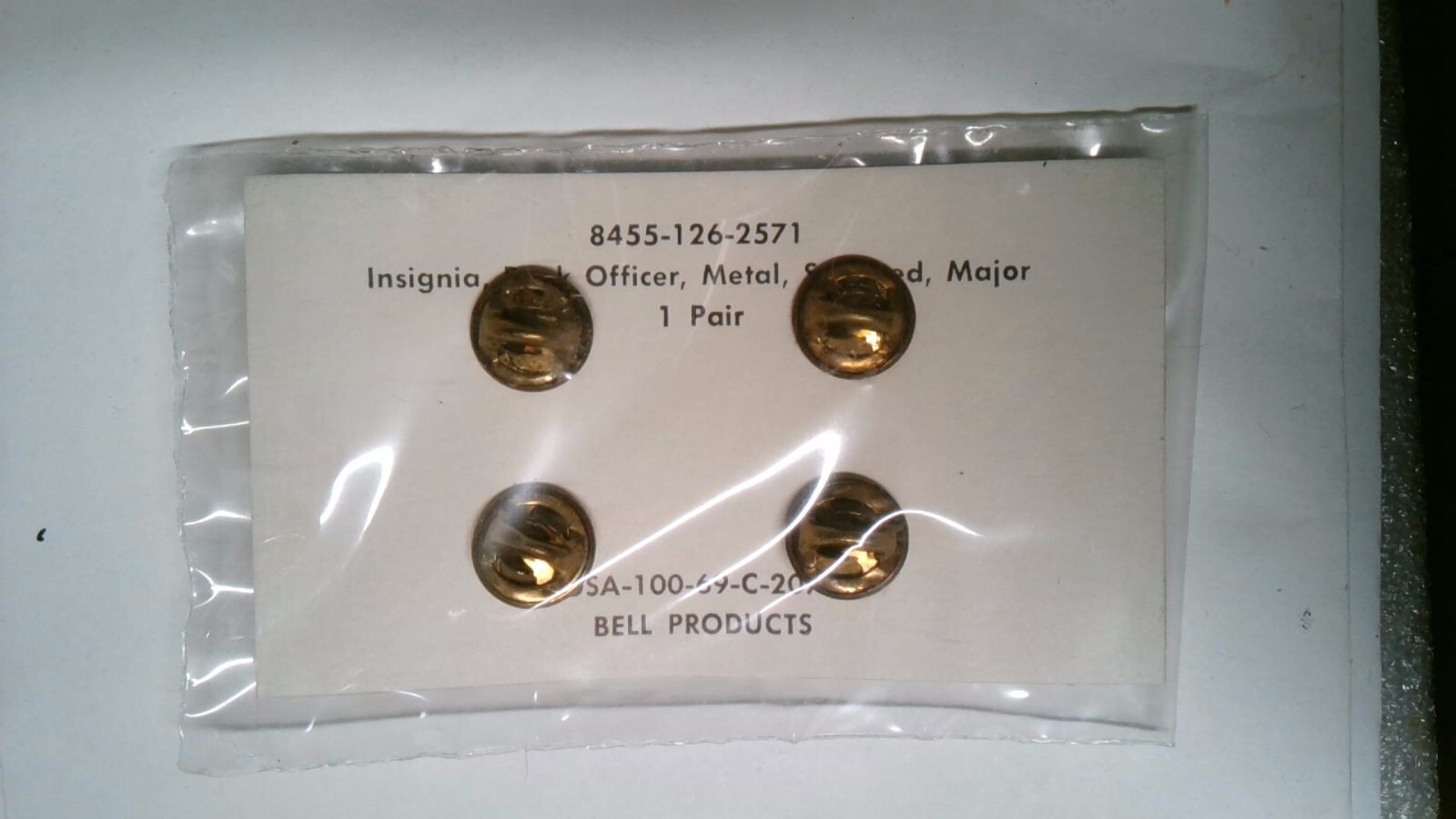 MILITARY INSIGNIA RANK US ARMY SET OF 2 OFFICER MAJOR BROWN COLORED