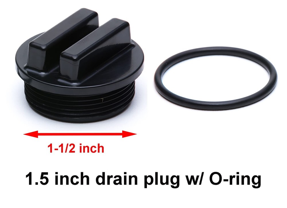 ATIE Black 1-1/2" Threaded Pool Filter Drain Plug Cap Winterizing