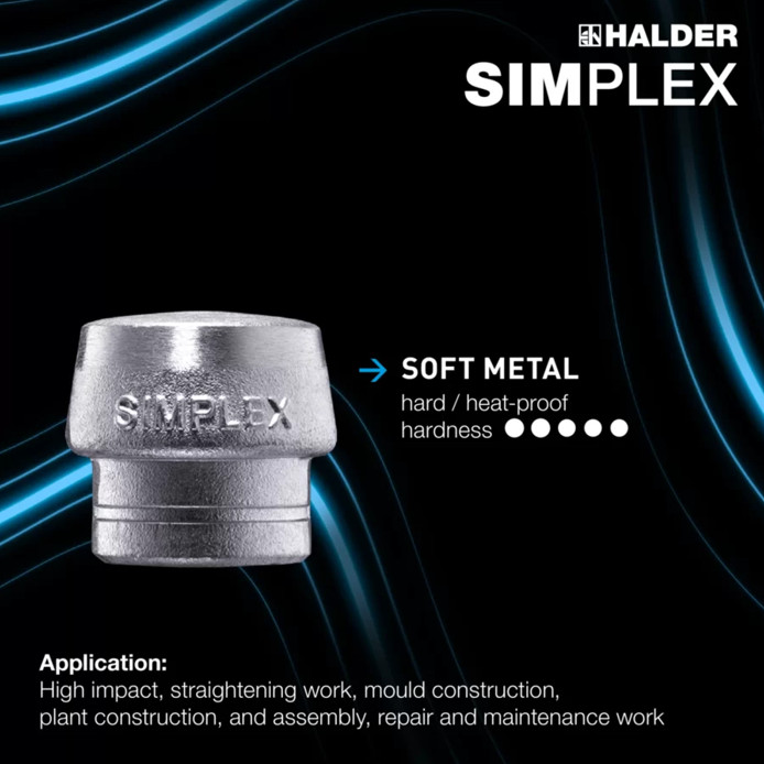 Halder 3209.050, Silver Soft Face Mallet Replacement Insert for Size 50 Simplex