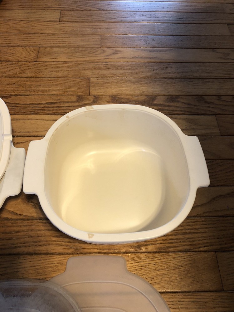 Vintage Rubbermaid Microwave Cookware 7 Pc Set Stackable Complete Beige