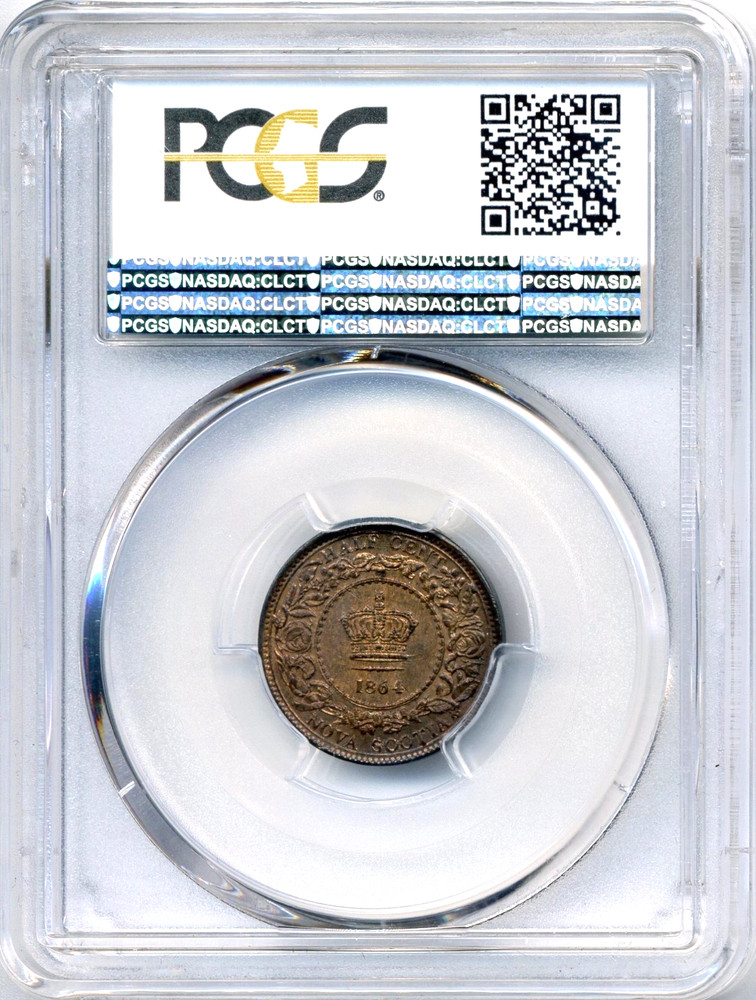 1864 Nova Scotia Half Cent - GEM Uncirculated, PCGS MS65 RB